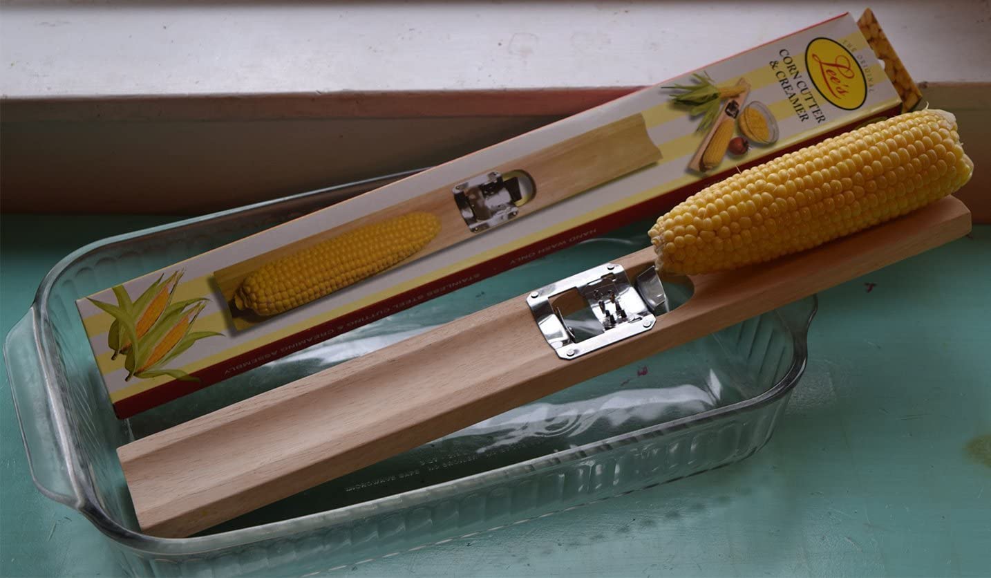CORN CUTTER Old School Lee MFG Adjustable Wooden Corn Cutter with Stainless Steel Blades - Image 3