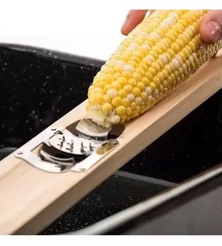 CORN CUTTER Old School Lee MFG Adjustable Wooden Corn Cutter with Stainless Steel Blades