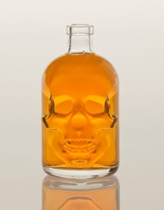 Discontinued SKULL DECANTER 500ml Clear Flint Figural Bottle for 'Spirits' - Halloween Display and Decor Includes Cork