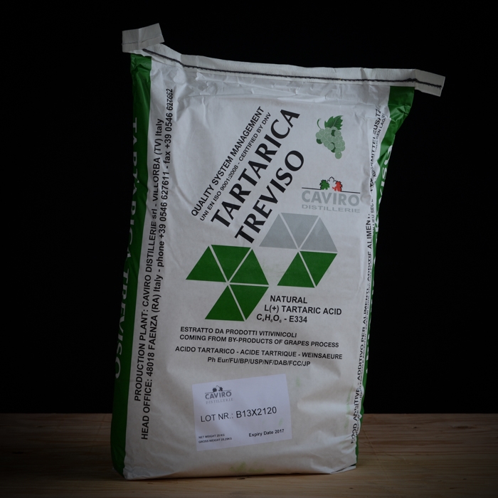 TARTARIC ACID 55LB (25kg) Food Grade for Winemaking, Soda, Cheesemaking, Baking, and Cosmetics from Caviro Distillerie