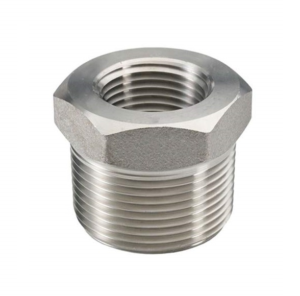 SS HEX BUSHING REDUCER 1/2" Male to 3/8" Female NPT 304 Stainless Steel