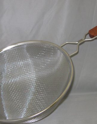Krome 10.75" Stainless Steel Double Mesh Strainer with Wooden Handle C793