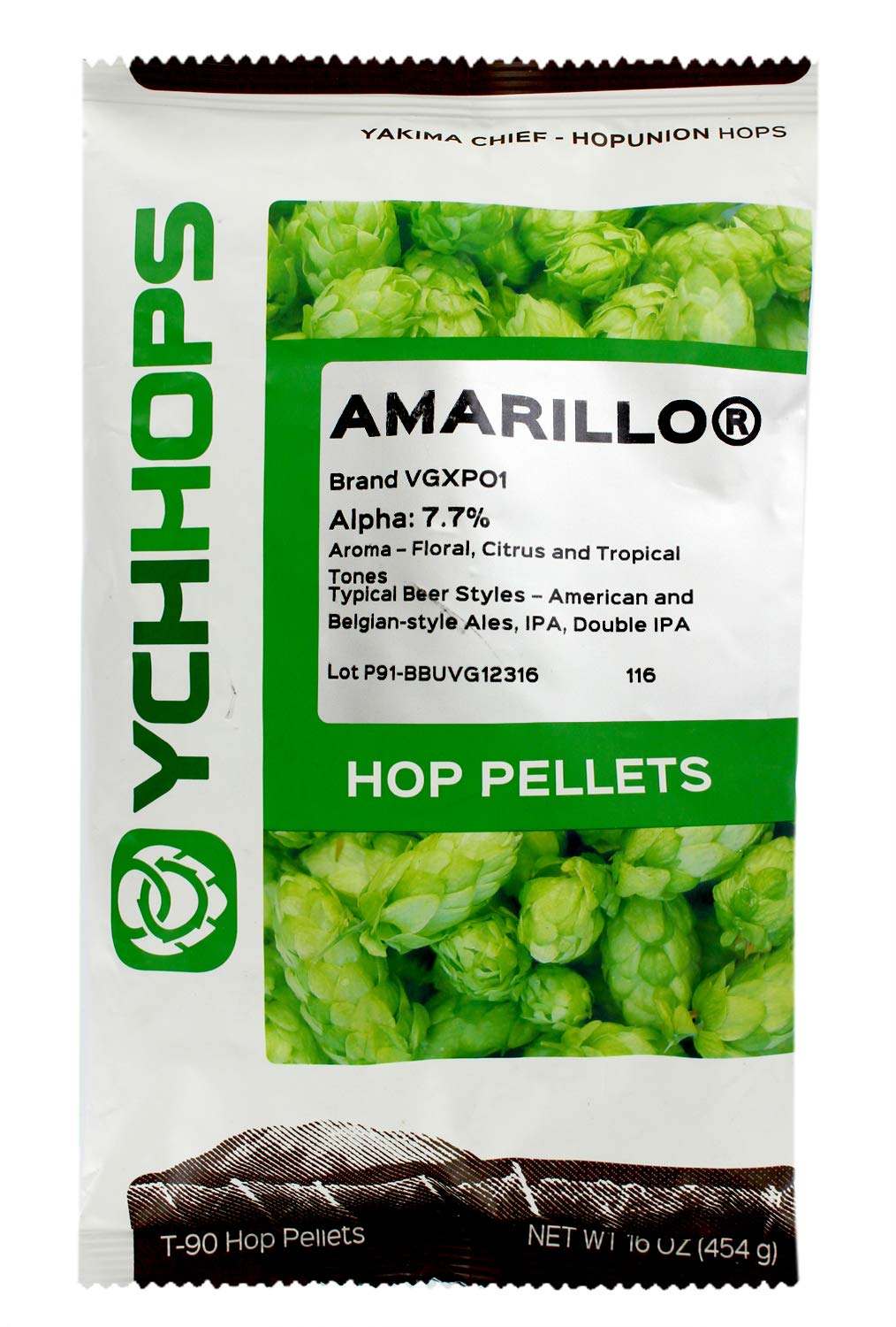 HOPS HOP PELLETS 1lb AMARILLO® Nitrogen Foil Factory Pack