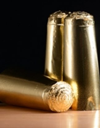 100 CHAMPAGNE FOILS Cross-Hatched Gold Coiffe 38 mm x 115 mm for Champagne Sparkling Wine and Cider
