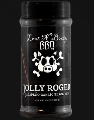 JOLLY ROGER JALAPENO GARLIC BBQ RUB Loot N Booty 14 Ounce Shaker Jar - Bark Builder
