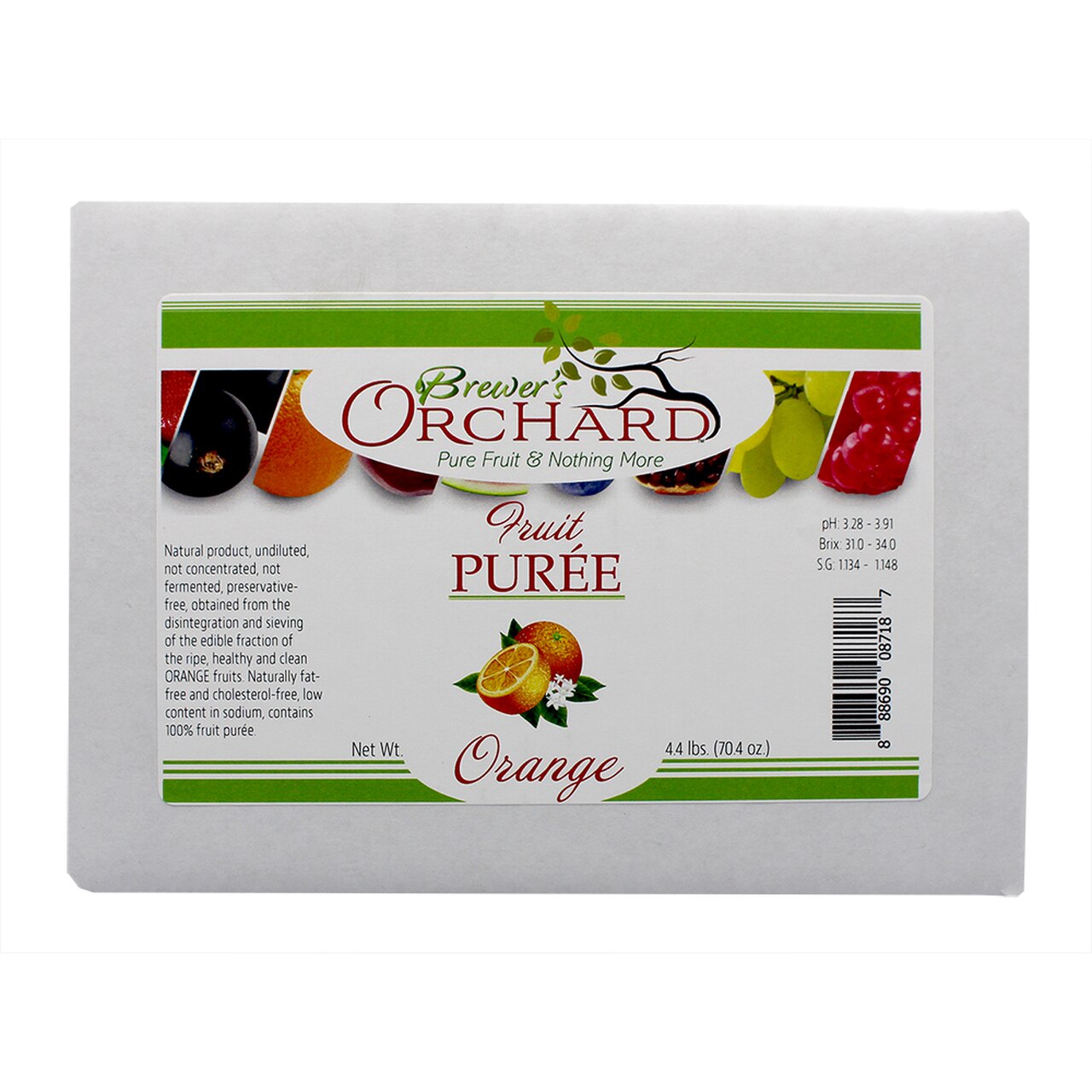 ORANGE PUREE 4.4 Pound Boxed Bladder Brewer's Orchard Natural Fruit