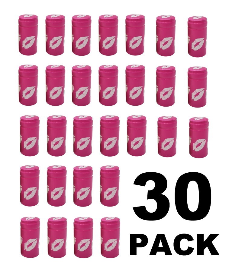 PINK KISS SWAK "Sealed with a Kiss" SHRINK CAPSULES 30 PVC Caps for Wine Bottles - FREE SHIPPING - Image 2