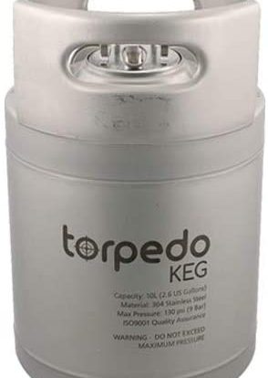 TORPEDO KEG 2.5 GALLON STACKABLE STAINLESS BALL LOCK CORNY TYPE PEPSI KEG FOR SODA OR BEER KEGS - CORNELIUS KEG OR PEPSI KEG TYPE