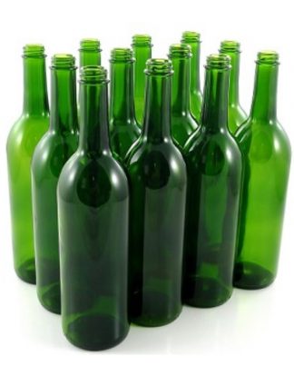 SCREW TOP WINE BOTTLES 750 ml EMERALD GREEN Glass Claret/Bordeaux Bottles, 12 per case, 28/400 CT Finish Includes Caps