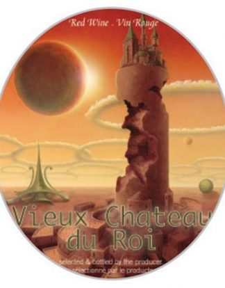 WINE BOTTLE LABELS Pack of 30 VIEUX CHATEAU DU ROI (BLENDED RED WINE) SCIENCE FICTION Design Self-Adhesive