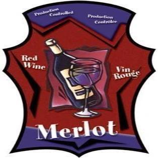 DISCONTINUED WINE BOTTLE LABELS Pack of 30 MERLOT Red Wine in Glass (Maroon and Blue Shield Design) Self-Adhesive Easy Peel