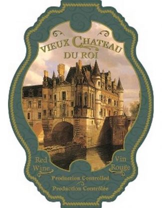 WINE BOTTLE LABELS Pack of 30 VIEUX CHATEAU DU ROI (Blended Red Wine) GREEN SHIELD Design Self-Adhesive, Peelable
