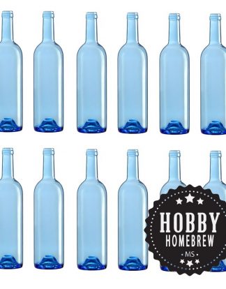Wine Bottles GLACIER BLUE Bordeaux New Case of 12 750ml Cork Finish (Very Unusual Light Tiffany Blue) A Unique Color For Your BOTTLE TREE