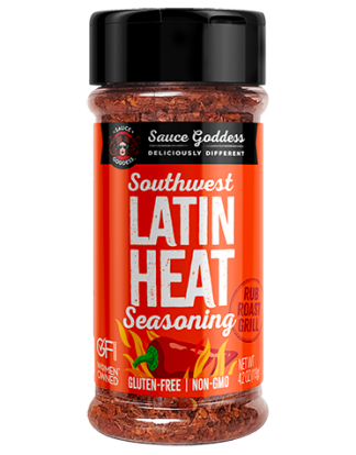 SAUCE GODDESS LATIN HEAT Spicy West Coast BBQ Seasoning Blend 4.2oz Shaker Bottle