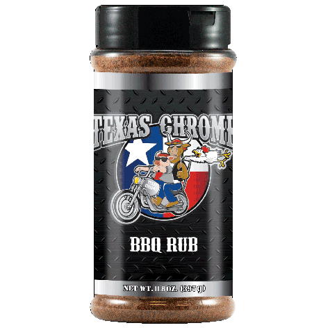TEXAS CHROME Blend BBQ Rub 11.8oz Shaker Bottle for Beef, Pork, and Chicken