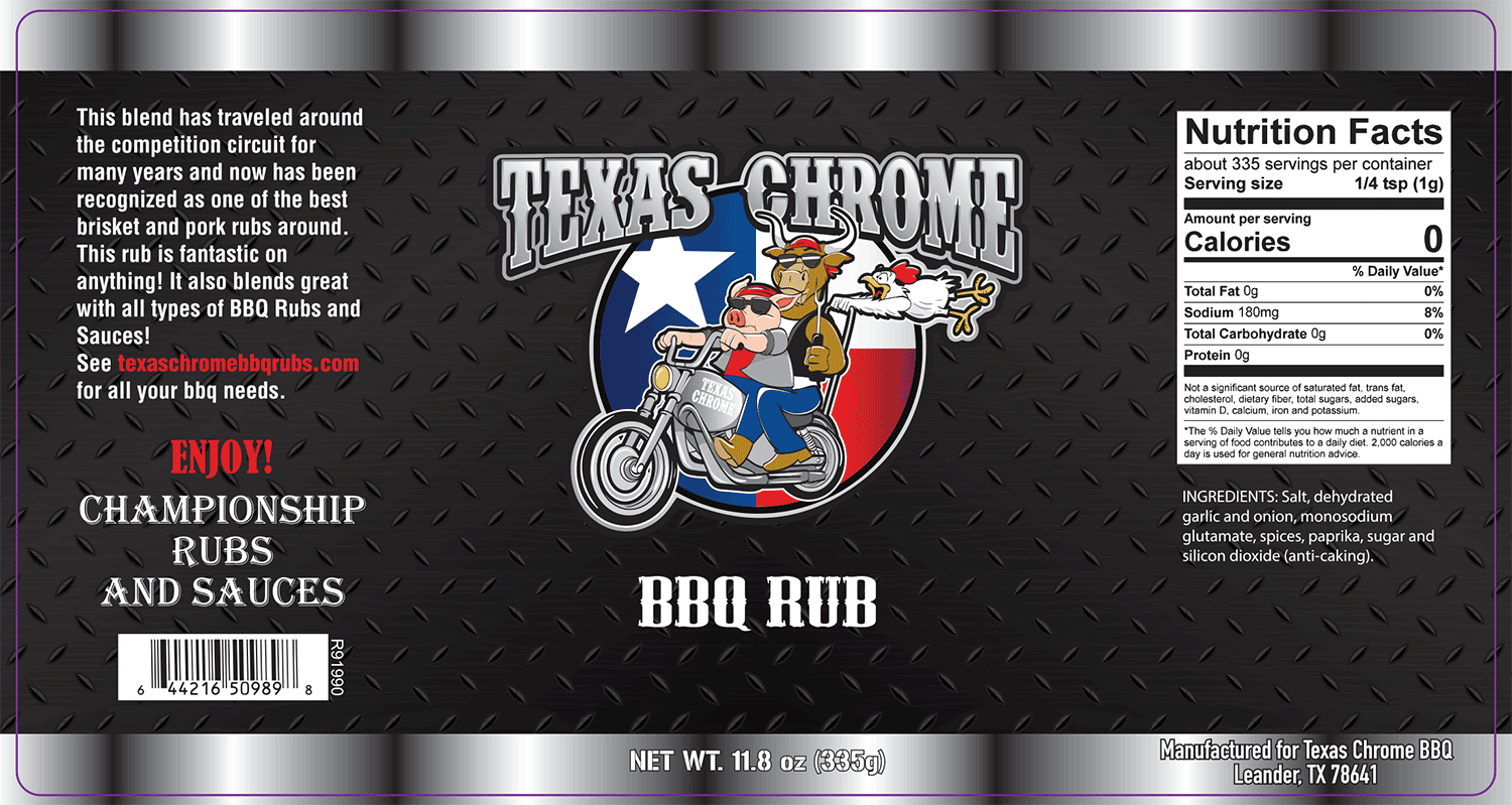 TEXAS CHROME Blend BBQ Rub 11.8oz Shaker Bottle for Beef, Pork, and Chicken - Image 2