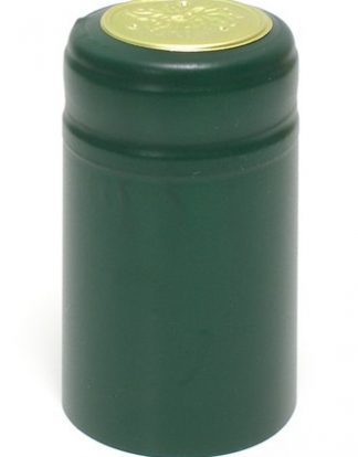 DARK GREEN METALLIC Shrink Capsules 500 PVC Caps with Gold Tops for Wine Bottles