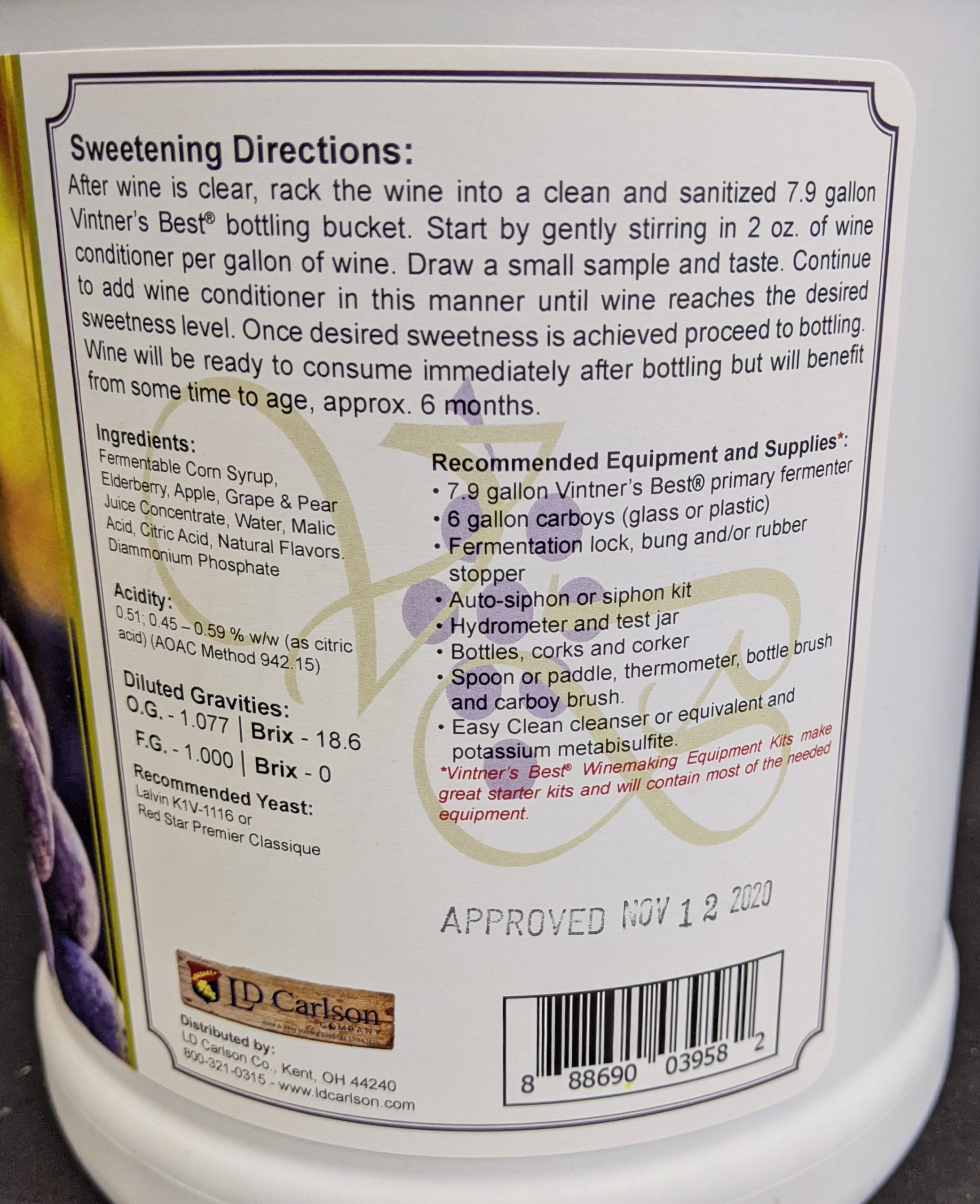 LAMBRUSCO WINE BASE Vintners Best 128oz Fruit Wine Base - Makes 5 Gallons - Image 6