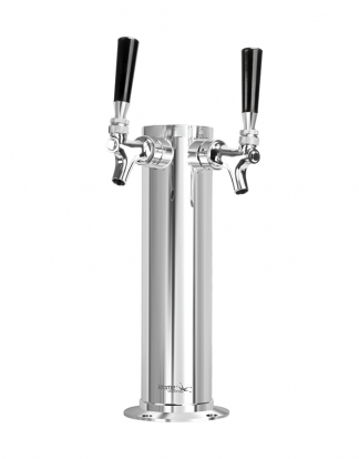 Krome Dispense C274 3" DOUBLE FAUCET BEER Faucet Tower with 100% Stainless Steel Contact and Beverage, 14" Height