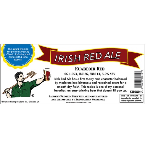 IRISH RED ALE - Ruabeoir - A Palmer Premium Beer Kit from from "Brewing Classic Styles" Zainasheff and Palmer