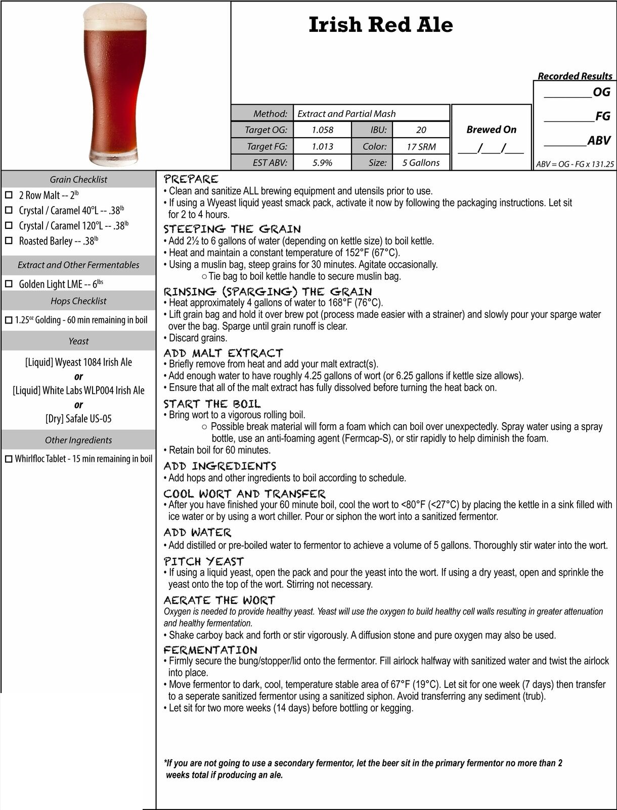 IRISH RED ALE - Ruabeoir - A Palmer Premium Beer Kit from from "Brewing Classic Styles" Zainasheff and Palmer - Image 8