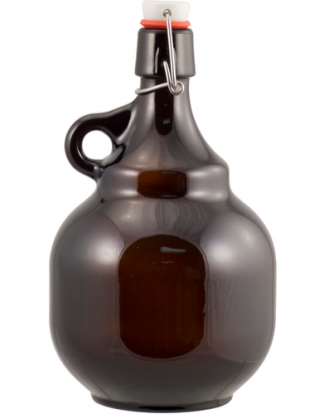 PALLA GROWLER Big 2 Liter Round Amber"Pot Belly" Flip Top Lighting Seal Jug GL518