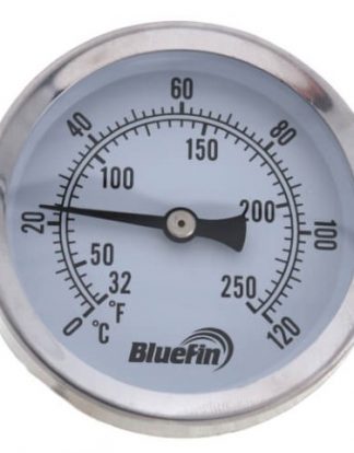 DIAL THERMOMETER BLUEFIN SHORT STUBBY STEM 2.5" Dial 1.5" Stem with 1/2" NPT Stainless Steel Thermowell