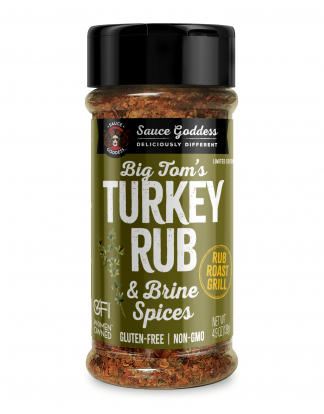 SAUCE GODDESS BIG TOM'S TURKEY RUB and BRINE BBQ Spice 6oz Shaker Bottle