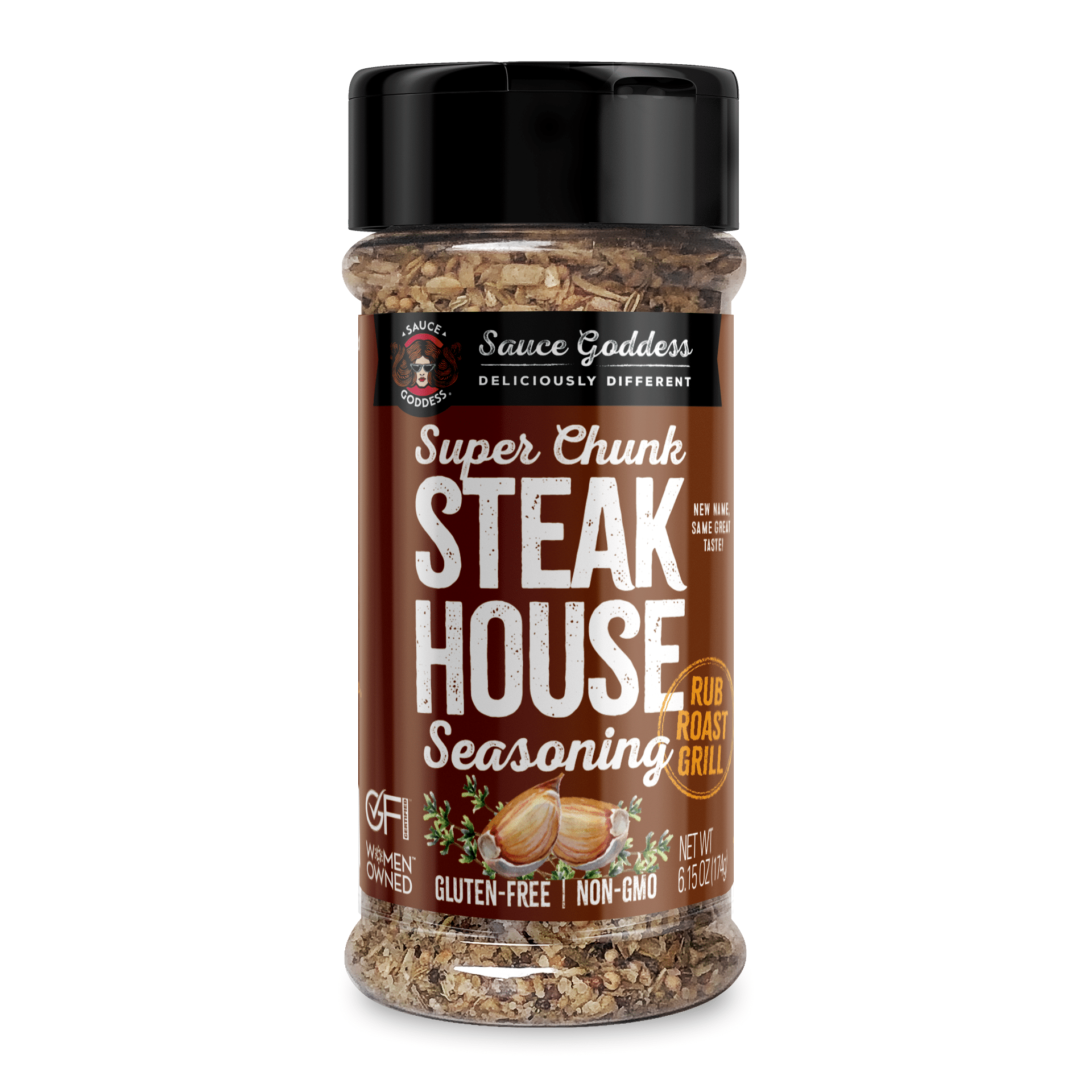 SAUCE GODDESS SUPER CHUNK STEAKHOUSE BBQ Rub 6oz Shaker Bottle