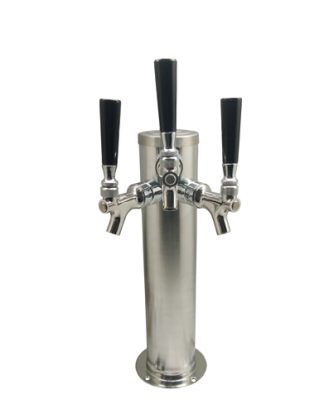 Krome Dispense C1033 3" TRIPLE FAUCET BEER Faucet Tower COMPLETE KIT with 100% Stainless Steel Contact and Beverage, 14" Height