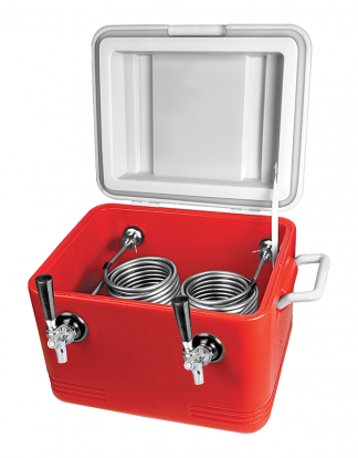 Special Order Krome C149 JOCKEY BOX Red 24 Quart Stainless Coil Ice Cooler – 2 Side Mounted Faucets