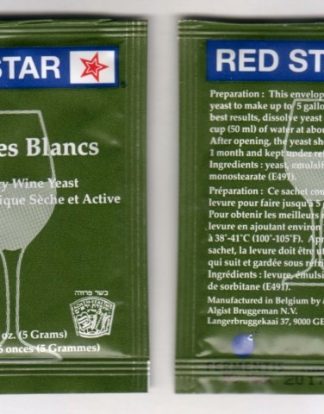 WINE YEAST SINGLE PACK RED STAR COTE DES BLANCS For Whites Fruits and Ciders