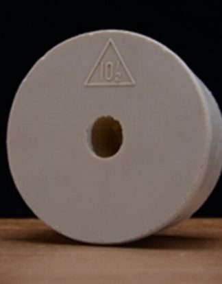 #10.5 DRILLED RUBBER STOPPER 53mm TOP 45mm BOTTOM White Gum from Vintage Shop