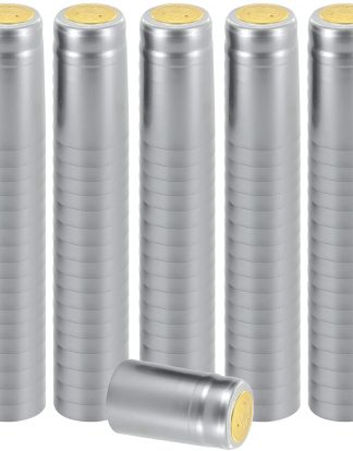 500 Pack SILVER With Gold Top SHRINK CAPSULES PVC Caps for Wine Bottles