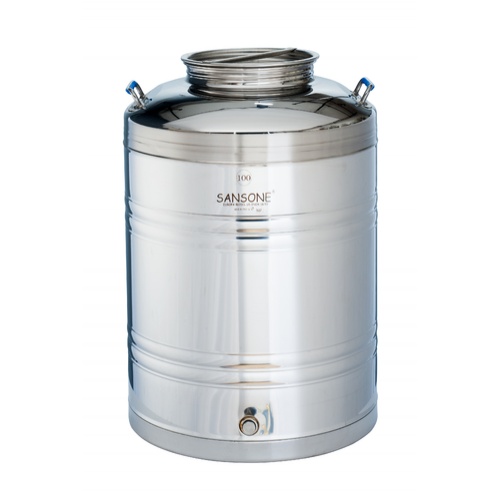 Sansone Stainless Fusti Tank - 100 L (26.4 gal) for Fermentation or Storage WE810 Includes Spigot