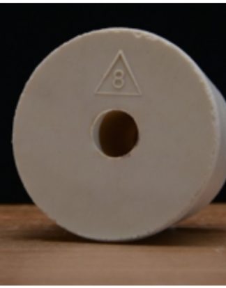 #8 DRILLED STOPPER 40.5mm TOP 33mm BOTTOM Tapered White Rubber Gum Bung from Vintage Shop