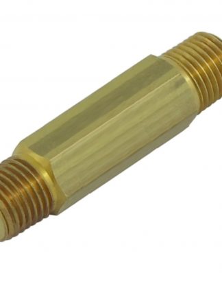 LONG YELLOW BRASS HEX NIPPLE 1/4" /// LHT LONG /// Taprite Fitting For Connecting 2 CO2 Regulator bodies together 1/4"MPT x 1/4"MPT( LEFT HAND THREADS) 03C07245