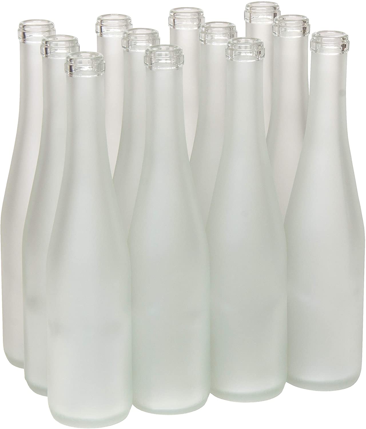 RENANA WINE BOTTLES 375 ml "Splits" FROSTED WHITE Glass Burgundy Stretch Hock Wine or Vinegar Bottles Full Case of 12 - Image 2