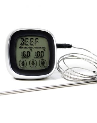 Digital External Stainless Steel Probe Thermometer Custom Temperature Alert Oven and Grill Safe Probe Silver