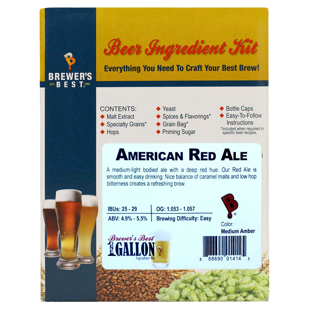 AMERICAN RED ALE Beer Kit 1 Gallon Brewers Best Boxed Ingredient Kit