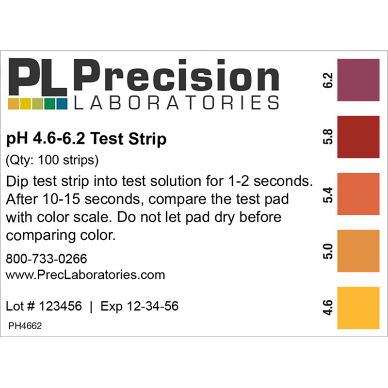 Precision Laboratories NARROW BEER RANGE pH 4.6-6.2 TEST PAPER Vial OF 100 Strips - Image 2