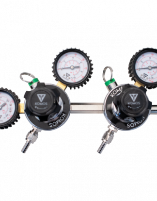KOMOS® Premium DUAL BODY (4 GAUGES) PRIMARY REGULATOR For CO2 Gas Dispensing of Soda and Beer - Control 2 Kegs at different pressures!