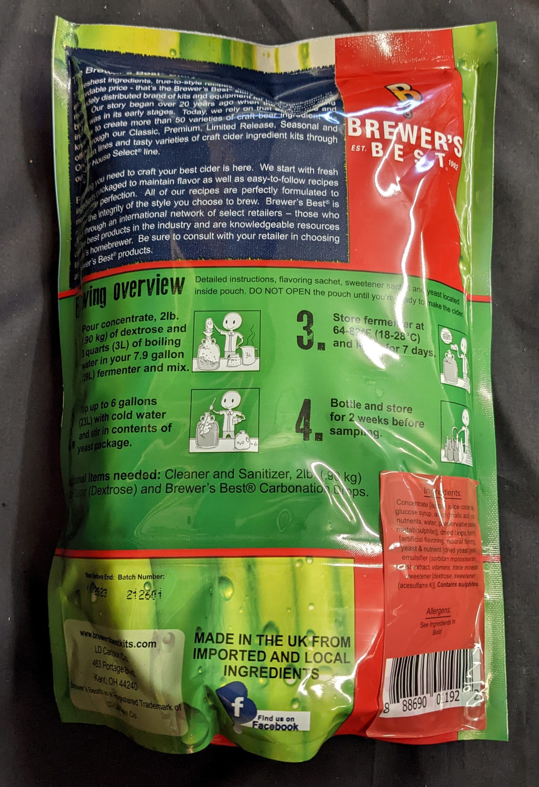 HOPPED APPLE CIDER Kit Brewer's Best Cider House Select - Makes 6 Gallons Hard Cider LDC 1192 - Image 4