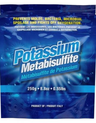 Italian POTASSIUM METABISULPHITE 8.8oz (250g) Resealable Pouch from Danmar Foods POT META (Not Sodium)