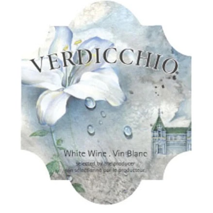 VERDICCHIO WINE BOTTLE LABELS Pack of 30 White Lily Floral Design with Castle Self-Adhesive Easy Peel Removeable - Image 2