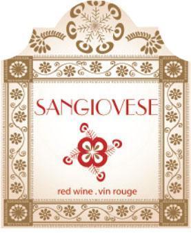 SANGIOVESE WINE BOTTLE LABELS Pack of 30 Red and Gold Geometric Floral Design Self-Adhesive Easy Peel Removeable 33929