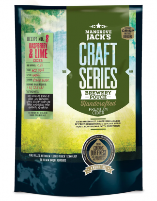 DISCONTINUED Raspberry and Lime HARD APPLE CIDER KIT Mangrove Jack's Craft Series Pouched Hard Cider Recipe Kit #8