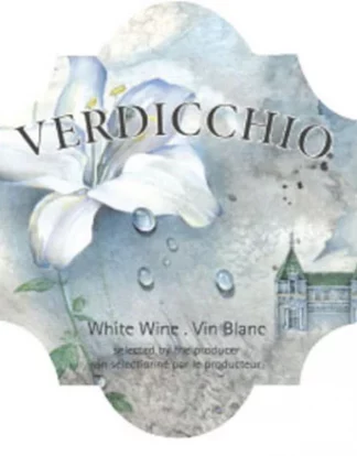VERDICCHIO WINE BOTTLE LABELS Pack of 30 White Lily Floral Design with Castle Self-Adhesive Easy Peel Removeable