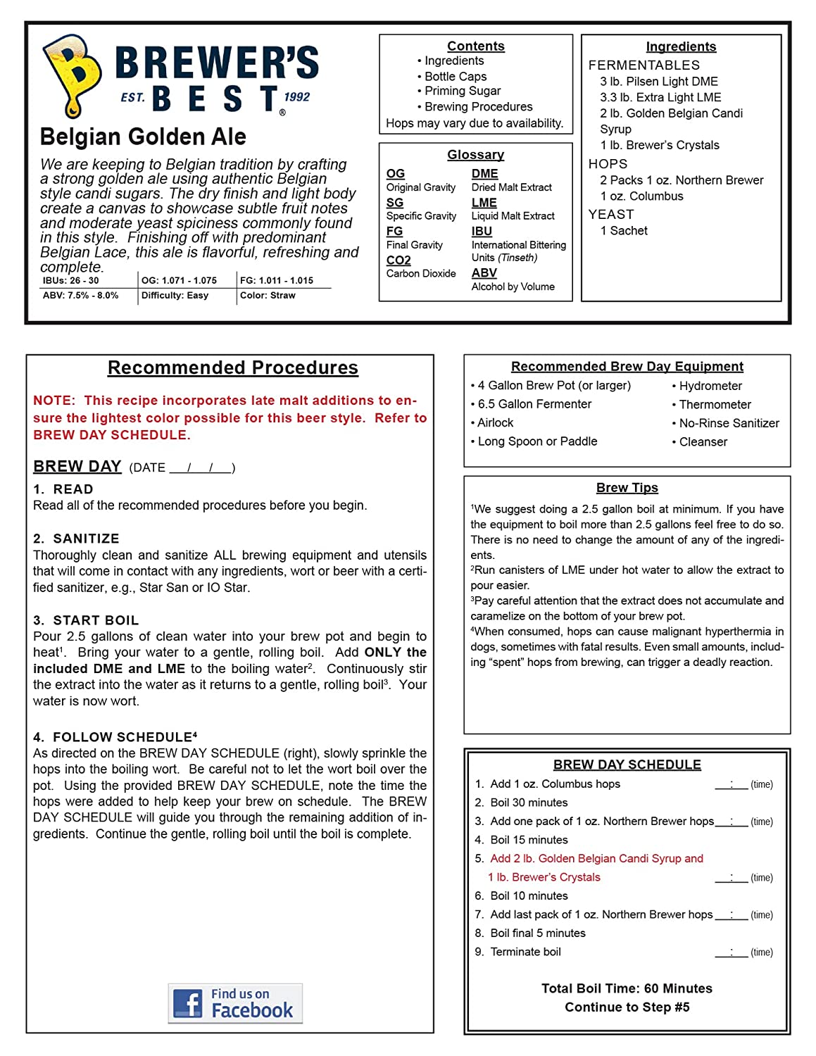 BELGIAN GOLDEN ALE Beer Ingredient Kit from Brewer's Best 1020 - Image 6