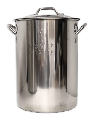 ECO-POT STAINLESS STEEL 8 GALLON BREW KETTLE / STOCK POT WITH LID (32 Quart Lightweight - No Ports)